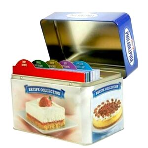 Philadelphia Cream Cheese Recipe Box Tin with 76 Recipe Cards Collection